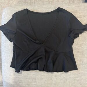 SHEIN Black Textured Crop Top